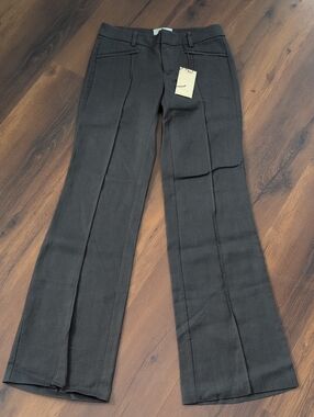 elevenses Charcoal Gray Women's Dress Pants with Floral Trim